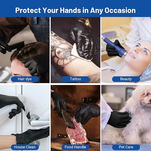 JMU Black Nitrile Gloves Large Case of 1200, 3.5Mil, Latex Free & Powder Free Medical Exam Gloves