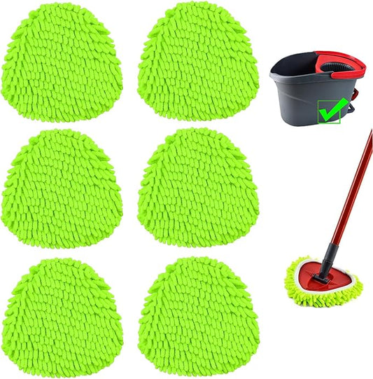 Spin Mop Heads Replacements Compatible with Ocedar Easywring 1 Tank System 6 Pack Microfiber Chenille Mops Pad Refill for O Cedar Floor Clean,Washable Dry/Wet Use Dust Mops