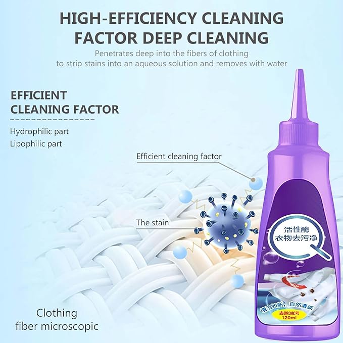 Clothes Oil Stain Remover,Active Enzyme Clothing Stain Remover, Active Enzymatic Laundry Cleaning, active enzyme laundry stain remover, Stubborn Stains Cleaner (2PCS)