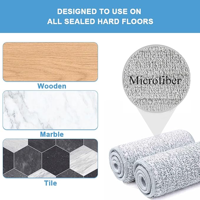 Microfiber Mop Pads, 18 Inch Mop Cleaning Pads Fit Wet Dry Wood Floor Mop with 6 Pcs Washable Pads, Reusable Replacement Mop pads for Floor (Gray))