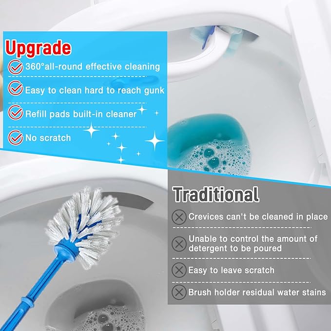 Toilet Cleaner Refill Pads Ocean Scent Enhanced Odor Control 72 Count Toilet Scrubber Refill Clean Stains Disposable Toilet Brush Refill for Toilet and Bathroom