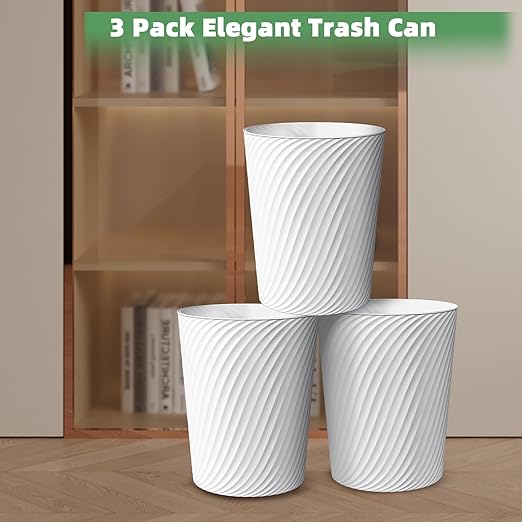 Small Trash Can 3 Pack 1.8 Gallons, Bathroom Trash Can & Garbage Can with 6 Trash Bags, Bedroom Trash Bin & Waste Basket for Office, Bedroom, Living Room, Kitchen, Compact Space