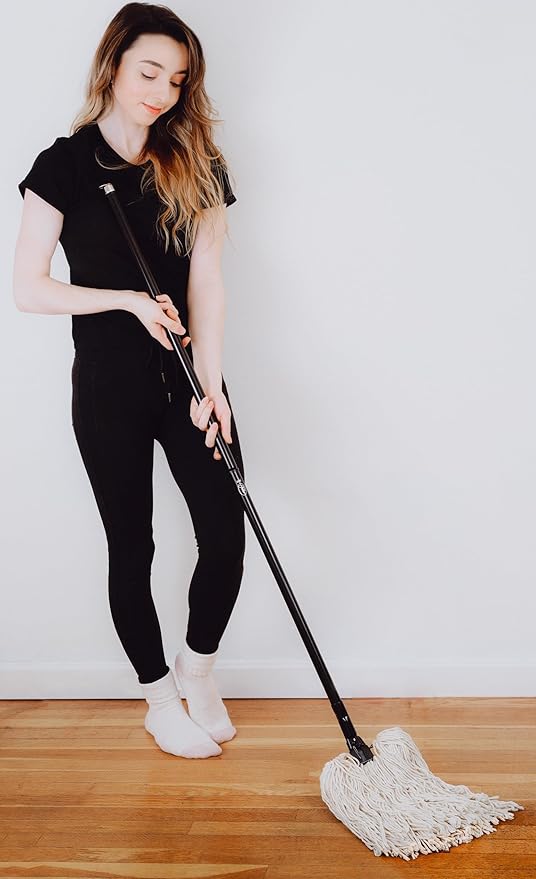 Fuller Brush Wet Mop – Stainless Steel Handle with Hang-Up Hole, Heavy Duty, Durable, Washable, Janitorial Floor Mop