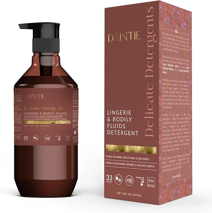 Delicates, Lingerie & Bodily Fluids Detergent – Gentle, pH Neutral, and Enzyme Powered Stain Remover for Intimate Fabrics 16 Fl Oz