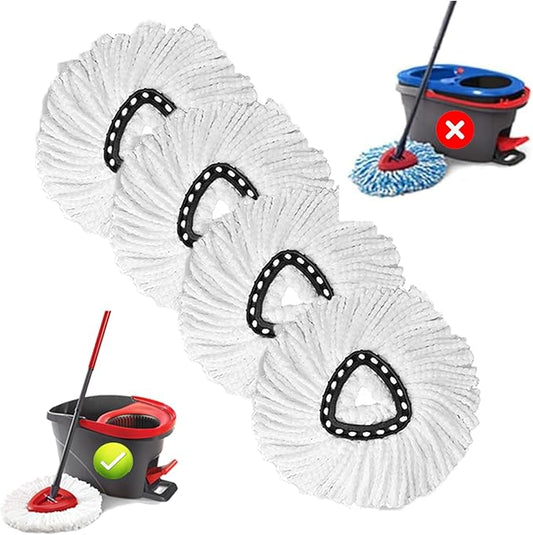 4 PCS Spin Mop Replacement Head,100% Microfiber Mop Heads Replacements with Cedar Mop Replace,360 Degree Round Spin Mop Replacement Head for Easy House Cleaning Floor Mopping