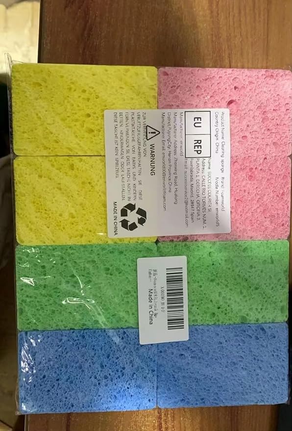 8 Pack Kitchen Sponges, Cellulose Dish Sponge, Household Cleaning Non-Scratch Scrub Sponge, Assorted Colors