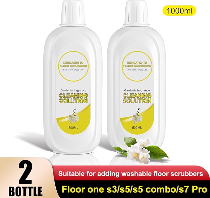Floor Cleaning Solution Compatible With Tineco, Deep Cleans for Multiple Hard Floors, Suitable With All Robot Vacuums with Mopping and Cordless Wet/Dry Vacuum Mop (Gardenia 2 Bottle)