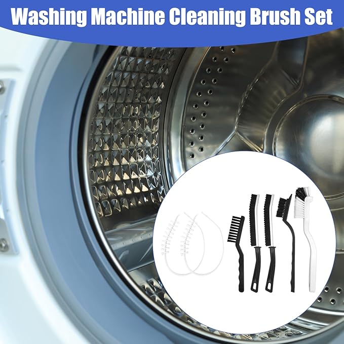 7 Pcs Washing Machine Cleaning Brush Set, Front Load Washer Scrub Cleaner Tools Accessories 2 Drum Laundry Cleaner Brushes and 5 Crevice Brushes, Small Thin Tools for Tight Spaces Rubber Seal