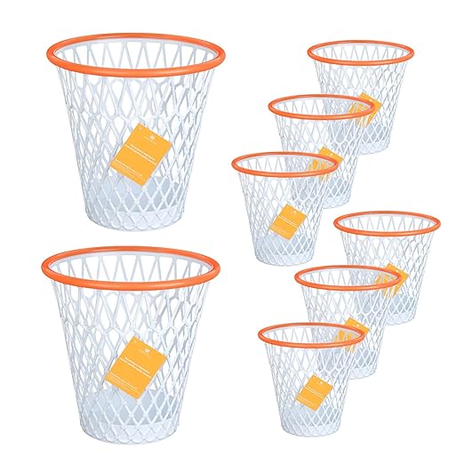 8PCS Basketball Hoop Wastebasket,Basketball Trash Can,Basketball gift,Gym,Basketball-Themed Gift, Garbage Bin, 4.5 Gallon,Basketball Hoop,Garbage Can,Basketball Net Waste Basket for Office,Bedroom