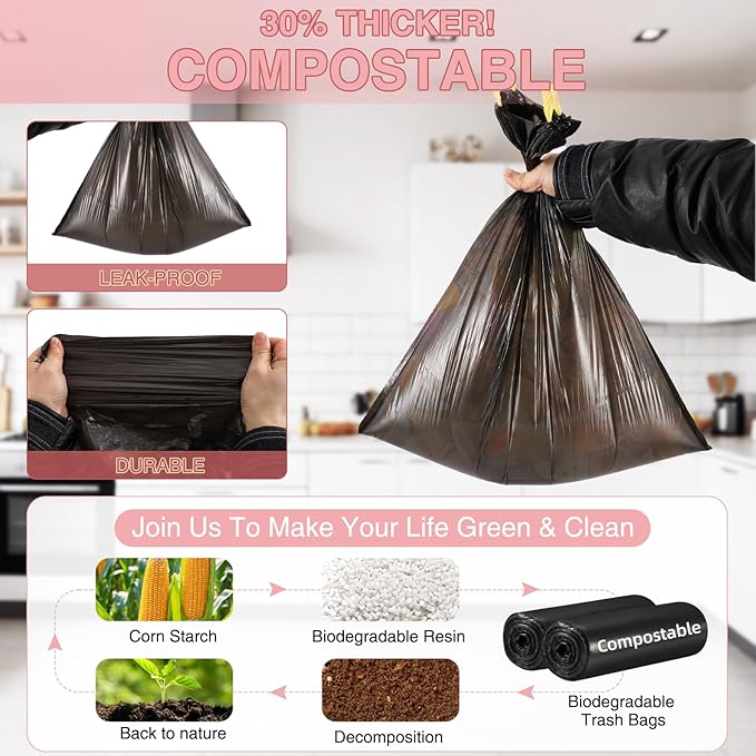 Small Bathroom Trash Can with Lid Soft Close, 1.8 Gallon Stainless Steel Garbage Can with Removable Inner Bucket,80Count Trash Bags, Slim Step Pedal Trash Bins