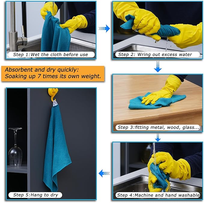 Microfiber Cleaning Cloths for House;Reusable Cleaning Towels Rags for Kitchen;Washable Lint Free,Streak Free,Non-Abrasive,Pack of 24;16"x12"