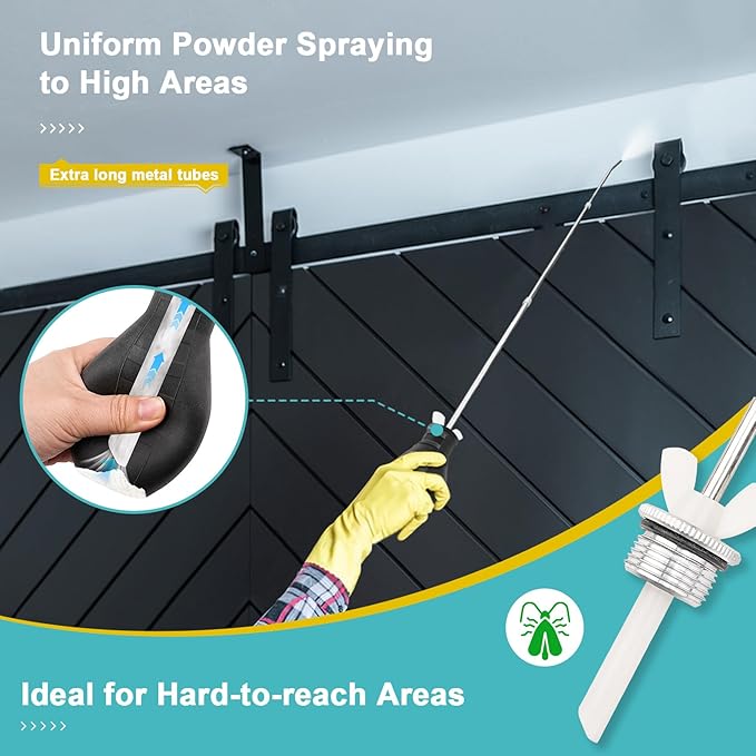 Diatomaceous Earth Powder Duster, Extendable Long Tubes from 5'' to 22'', Garden and Indoor, Large Bulb Handheld Insect Treatment Spreader Applicator, Puffer, Spray Bottle