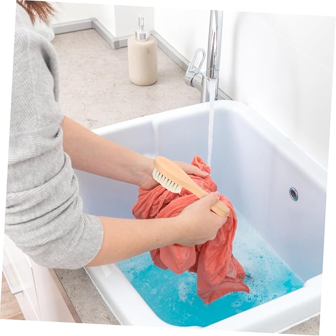 GANAZONO Laundry Brush for Delicate Fabrics Natural Soft Pig Bristle Scrubbing Tool for Removing Stains from Knits and Reusable Cleaning Brush for Household Use