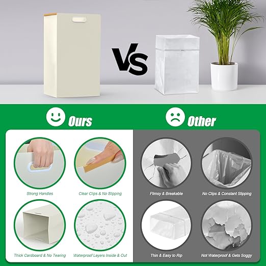 30 Gallon Disposable Trash Cans with Built-in Handles, 4 Pack Extra Large Portable Trash Can, Waterproof Layer Reusable Garbage Can, Recycling Bins, Extra-Thick Recycled Cardboard, Perfect for Parties