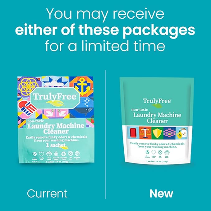 Truly Free Laundry Washing Machine Cleaner and Deodorizer | Top Load & Front Load Washer Cleaner for Grime, Mold, Odor Remover | Safe for HE Washing Machines & Septic Tanks, Non Toxic, Natural, Clean