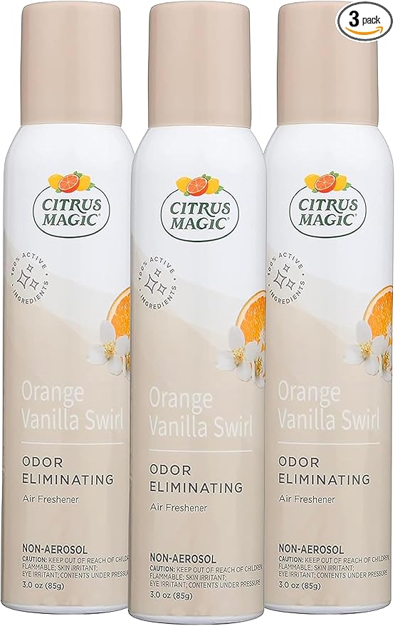 Citrus Magic Odor Eliminating Air Freshener Spray, Orange-Vanilla Swirl, 3-Ounce, Pack of 3
