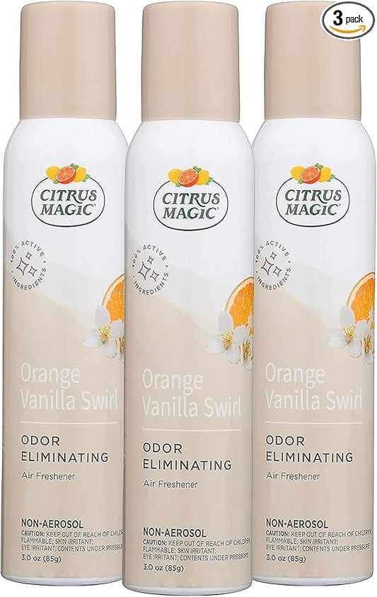 Citrus Magic Odor Eliminating Air Freshener Spray, Orange-Vanilla Swirl, 3-Ounce, Pack of 3