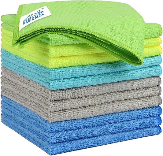 HOMEXCEL Microfiber Cleaning Cloth 12 Pack, 12.5 x 12.5 Inch Microfiber Towels for Cars, Ultra Absorbent Cleaning Rags, Lint Free Cleaning Towels for Household, Kitchen, Window, and Car, Multicolor
