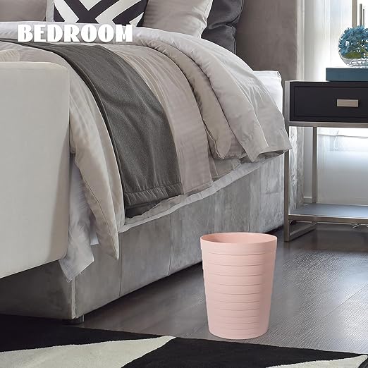 UUJOLY Small Bathroom Trash Can Wastebasket, Plastic Garbage Bin Container Basket for Bathrooms, Laundry Room, Kitchens, Offices, Kids Rooms, Dorms, Pink, 1.8 Gallon