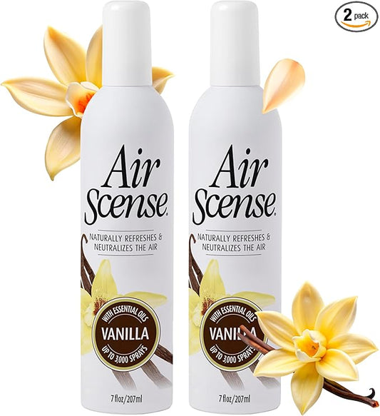 Air Scense Air Freshener Deodorizer Room Spray for Bathroom & Home, Essential Oils, Natural Vanilla- 7 fl oz (2-Pack)