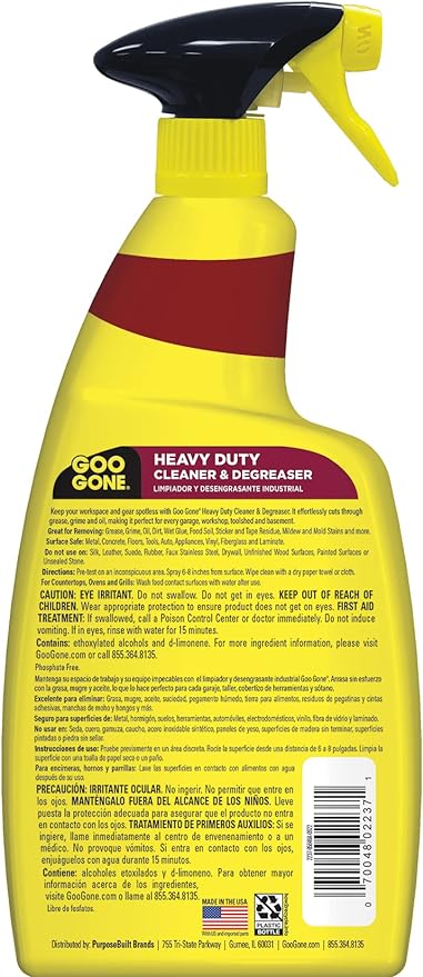 Goo Gone Heavy Duty Cleaner & Degreaser Spray With Microfiber Cleaning Towel – Cuts Through Tough Grease, Oil & Grime - 32 Oz (2 Pack + Towel)