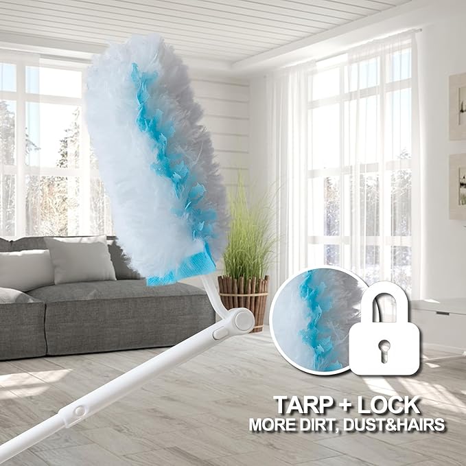 35 Duster Refills for Swiffer, Duster Refills Kit with & 2 Handle for Cleaning Home & Car, Heavy Duty Multi Surface for Office, Blinds, Ceiling Fans, Furniture