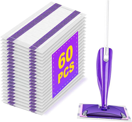 60 Pack Disposable Wetjet Pads Refills for Swiffer Wet Jet Mops, 4 Layers Thickened | Super Heavy-Duty Absorbent | Stickiness, Absorbent for Household Cleaning & Suit All Multi-Surface.