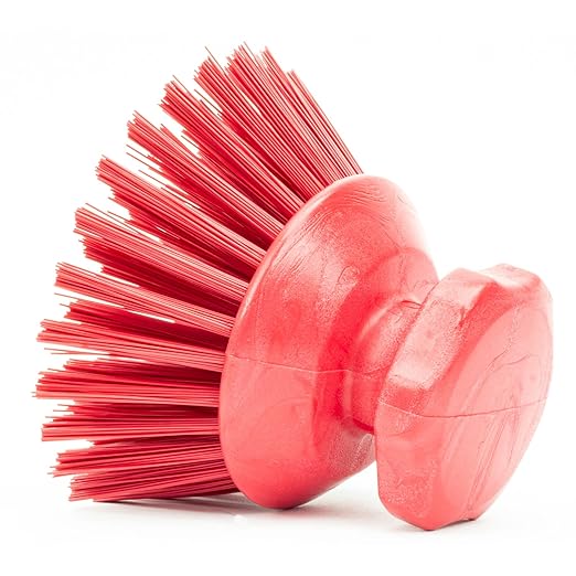 SPARTA 42395EC05 Plastic Scrubber Brush, Round Brush, Dish Scrub Brush With Color Coded For Cleaning, Kitchen, Bathroom, Bathtub, Dishes, Sink, 5 X 5 X 4 Inches, Red, (Pack of 6)