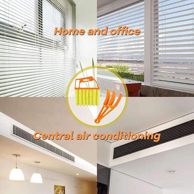 AOCEAN 4 Pcs Blind Cleaner Duster Tool 7-Finger Dusting Cleaner Tool for Window & Air Conditioner Handheld Mini Duster Brush for Wood Blinds Dust Dirt