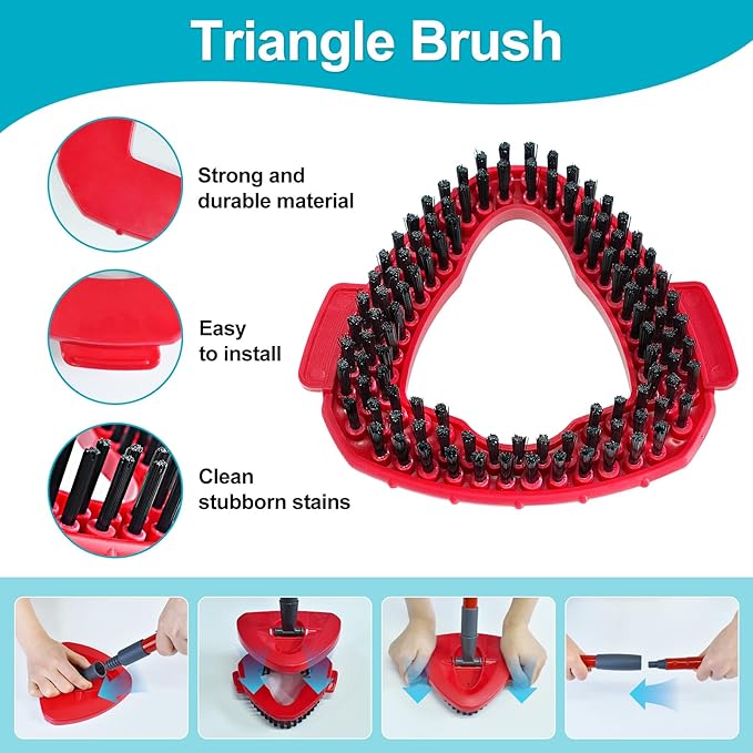 Spin Mop Replace Head, Base, Mop Handle Replacement for OCedar EasyWring 1 Tank System - Include 2 Microfiber Mop Head Replacement, 1 Sturdy Iron 30-58" Mop Handle, Head Cover and Scrubber