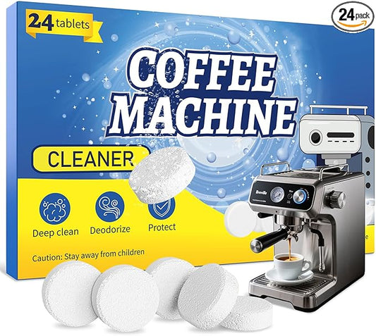 Coffee Maker Cleaner Descaler Tablets, 24 Counts Machine Cleaning Tabs, Works With Multi-cup And Single-serve Brewers, Suitable For Descale Automatic Coffee, Restore Barista Grade Taste