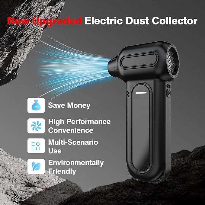 ANABOX Electric Air Duster – 150,000 RPM Cordless Blower, Brushless Motor, 4-Speed Adjustable, Rechargeable 8000mAh, LED Light for Computer, Keyboard, Car & Home Cleaning