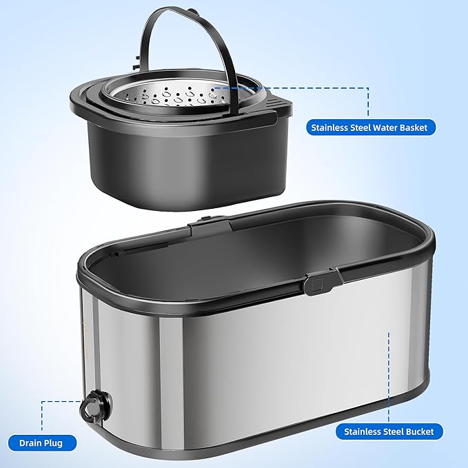 Spin Mop and Bucket with Wringer Set for Home,360° Mop and Bucket with Separate Clean and Dirty Water,Wet Dust Mop for Floor Cleaning with Extra Refills (Silver with 6 Pads)