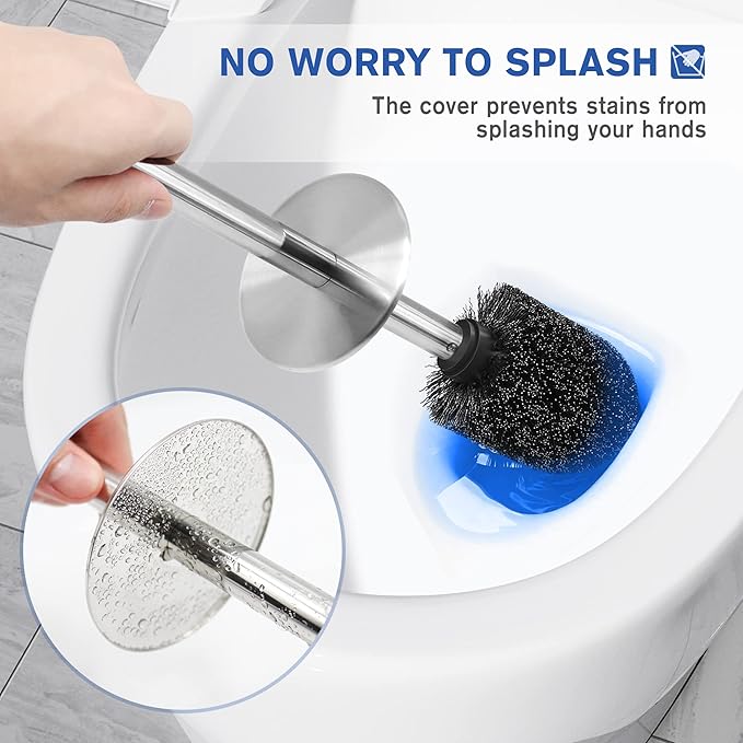 Toilet Brush and Holder, Toilet Brush 304 Stainless Steel, Toilet Bowl Brush for Bathroom Toilet-Ergonomic, Elegant,Durable