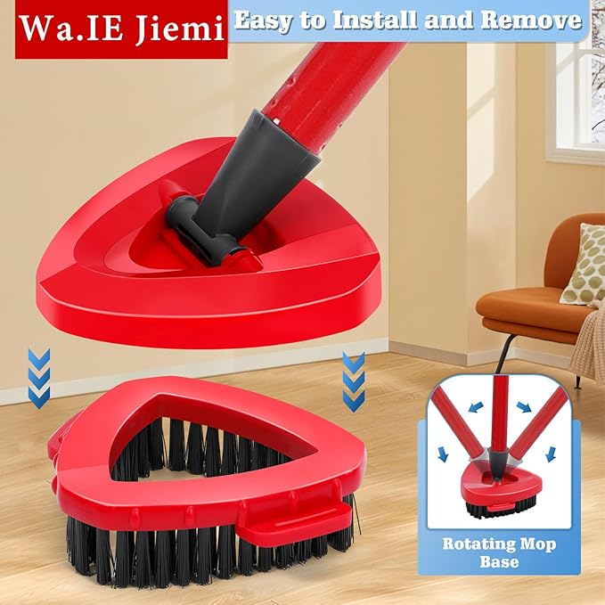 4 Packs Spin Mop Replacement Heads Compatible with Oceda EasyWring 1-Tank System,4-Section Rotatable Mop Handle 30-58in ,Mop Scrub Brush and Base Combo Set,Mop Refills Easy to Replace and Cleaning