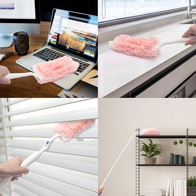 KeFanta Heavy Duty Duster Refills Kit for Swiffer Duster, 4X Microfiber Multi Surface Dusters for Cleaning with 3 ft Extended Handle, 1 Short Handle, 30 Refills