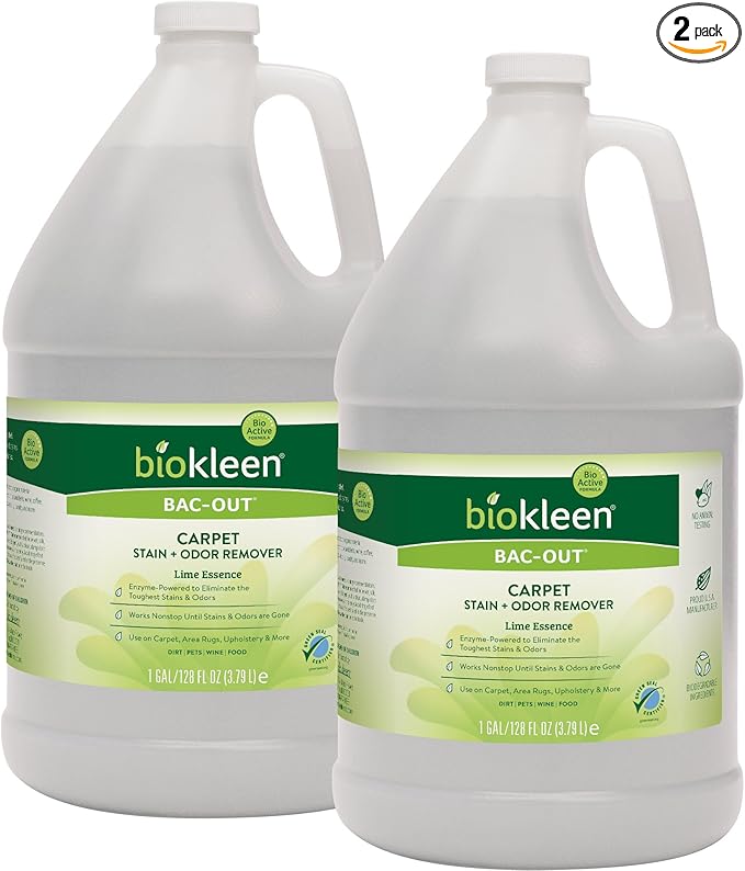 Biokleen Bac-Out Carpet Stain Remover Enzymatic, Destroys Stains & Odors Safely, for Pet Urine, Laundry, Diapers, Wine, Carpets, More, Eco-Friendly, Plant-Based