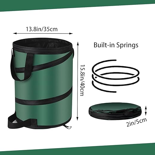Camping Trash Can, Pop Up Trash Can/Recycle Bin, Foldable Garbage Can Camping for Gardening, Camping and Home Storage Etc(green10gallons)