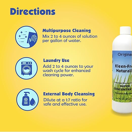 Naturally Preformed Enzyme Cleaner, Enzyme Solution, Multi-Purpose Cleaner, Laundry Additive and More - Concentrate - Original Scent - 16oz