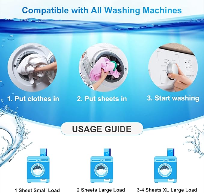 Laundry Detergent Sheets - 200 Loads Fresh Linen Scent Washing Strips, Compact Lightweight Liquidless Eco-Friendly Hypoallergenic Portable Soap for Save Space and Travel