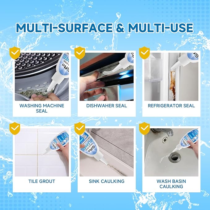 Mold Stain Remover Gel, Washing Machine Cleaner Front Loader Seals, Grout Cleaning Whitener for Bathroom Shower Tile & Kitchen Sink, Bleach Pen for Clothing, Non-Toxic, 5 fl oz