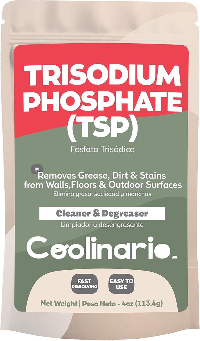 Trisodium Phosphate - TSP Cleaner (4 Oz) Heavy-Duty Cleaner & Degreaser for Walls, Floors & Outdoor Surfaces | Removes Grease, Dirt & Stains | Ideal for Home & Industrial Use