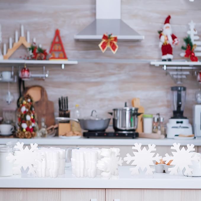 Tioncy 12 Pack Christmas Snowflake Sponges Bulk Dual Sided Scrubber Christmas Kitchen Sponges Dishwashing Non Scratch for Kitchen Accessories Dish Scouring