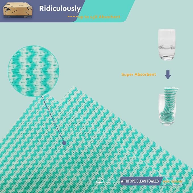 Heavy Duty Reusable Cleaning Cloths 100 Count Food Service Wipes Dishcloths Multi-use Towels(2Boxes)