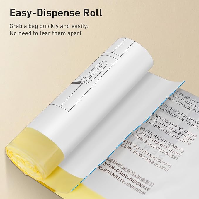 EKO 8 Gallon / 30.3 Liter, 60 Count Drawstring Trash Bags, Extra-Strong Unscented Garbage Bags, Easy-Dispense Roll for Kitchen & Household Use, Resists Tears, Leaks and Punctures, Code F-1, White