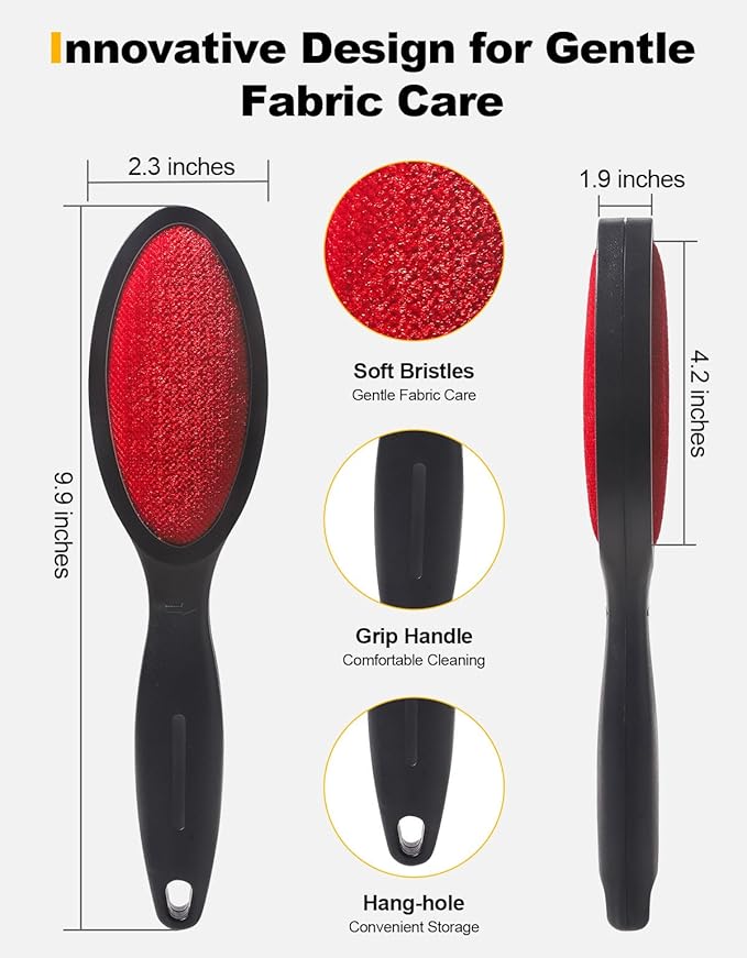 Lint Brush Lint Remover Lint Brushes for Clothes - Dual Sided Reusable Pet Hair Remover for Clothes Sheet Carpet Furniture Fabric, 2 Count
