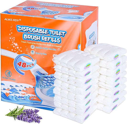 Toilet Cleaner Refill Pads 48ct Disposable Scrubber Refill Fresh Bowl Pads for Bathroom, Lavender Scent