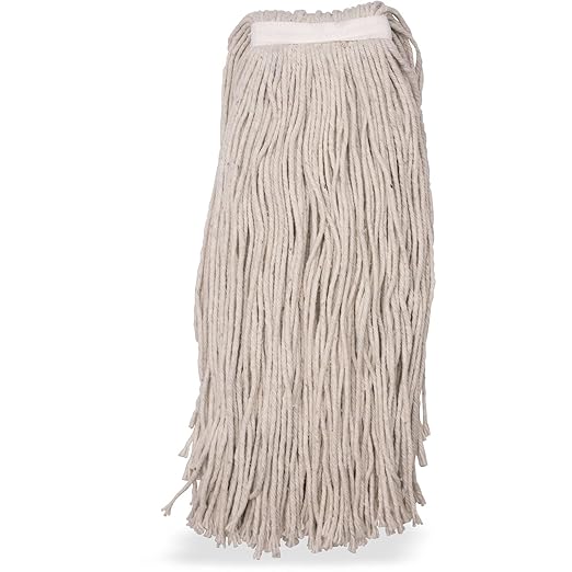 SPARTA Flo-Pac Cotton Mop Head, Cut-End, Narrow Band with White Band for Organized Cleaning, 44 Inches, Tan (Pack of 3)