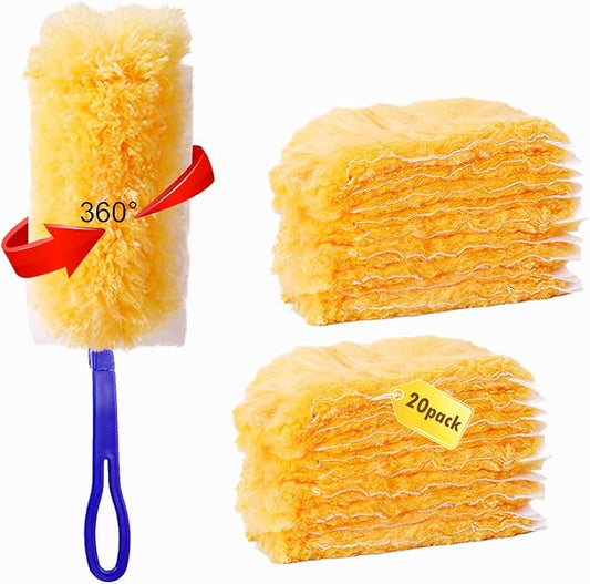 20 Count Heavy Duty Duster Kit for Swiffer Duster, Unscented Disposable Dusters with 1 Handle for Cleaning