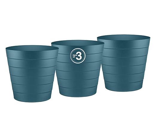 Small Trash Can (2.1 Gallons), Dorm Trash Can, Heavy Duty Dust Bin, Mini Garbage Can for Bedroom (Pack Of 3), Plastic Wastebasket, Bathroom Wastebasket (Blue) Round paper Trashcan, Office Trash Bin